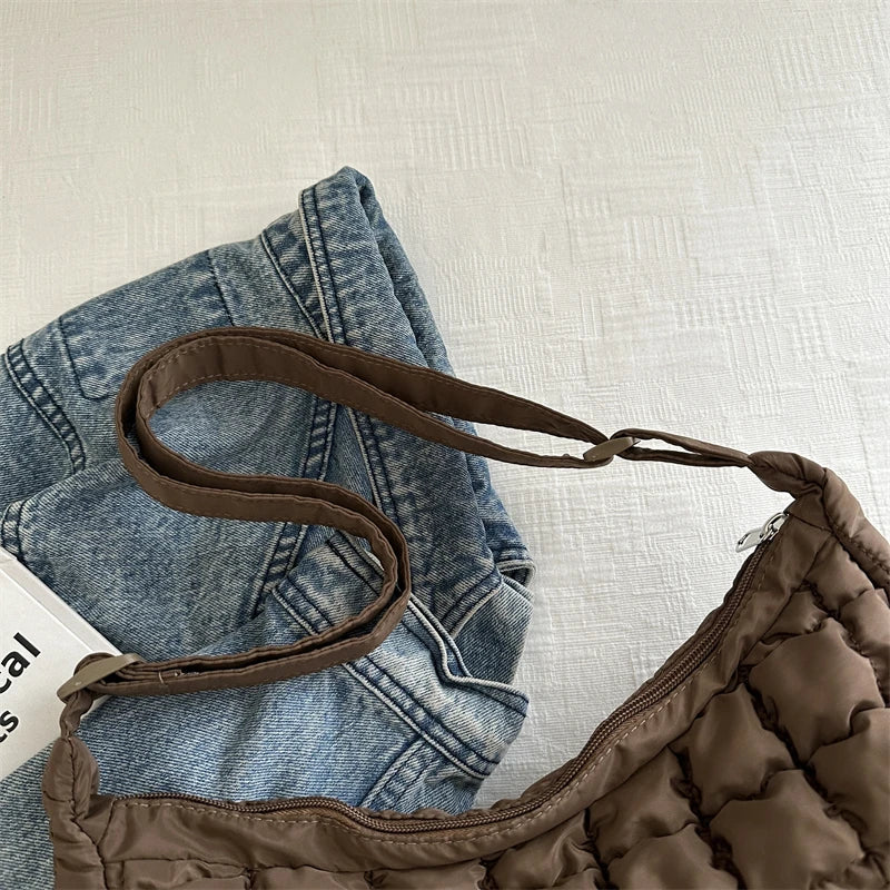 Quilted Puffer Shoulder Bag For Women Tote Crossbody