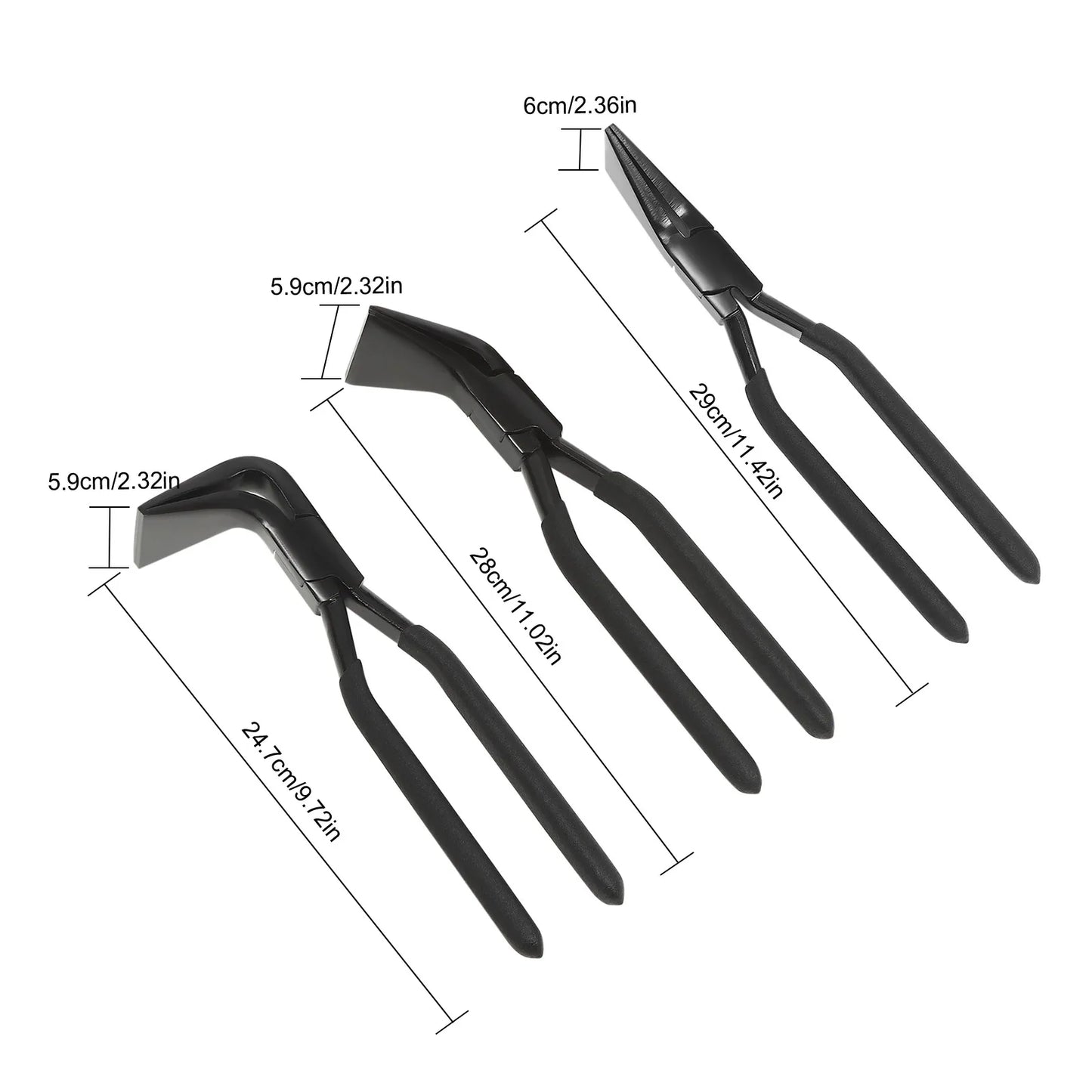 CNCEST 3 Piece Metal Bending Pliers Set Straight 45 Degree 90 Degree