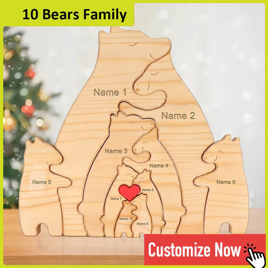 Bear Family Wooden Puzzle With Free Engraving Personalized Name
