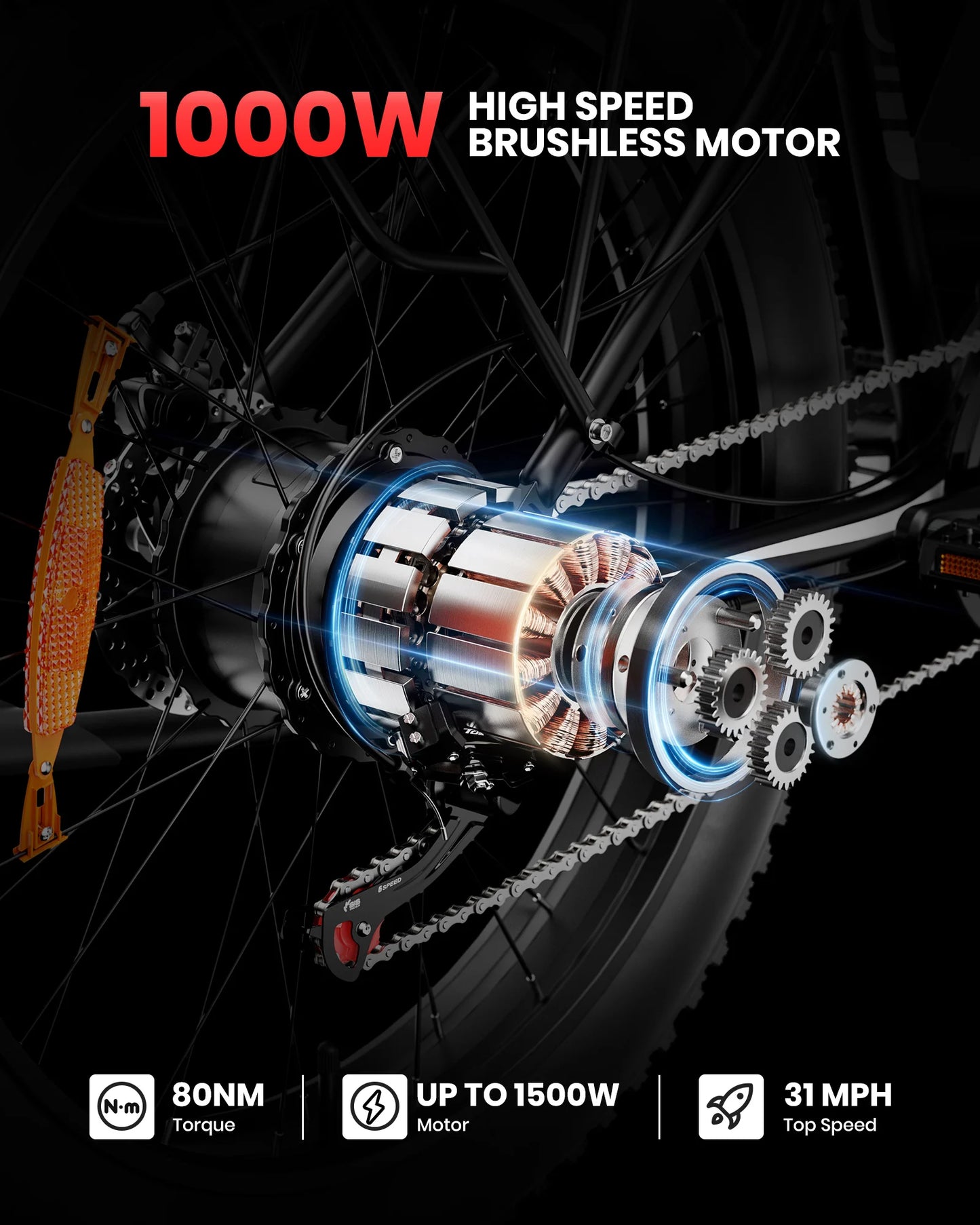 AMYET EB26 Electric Mountain Bike 1000W Dual Shock Ebike