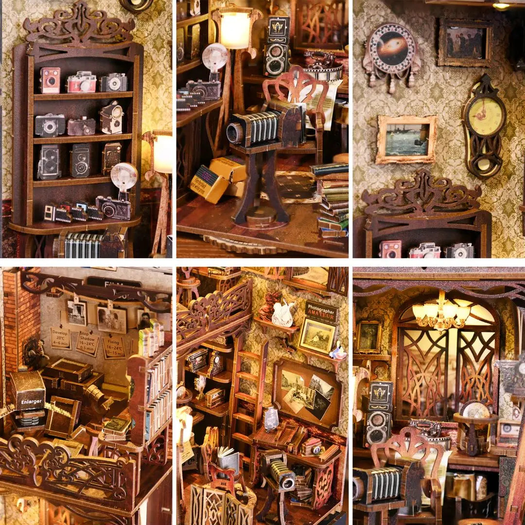 DIY Wooden Puzzle Miniature House Kit for Bookshelf Decor