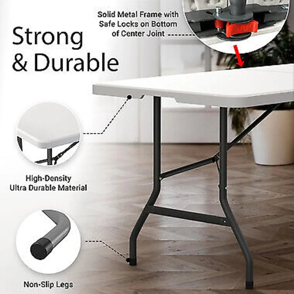 USED 4/6 Ft Plastic Folding Table - Perfect for Indoor/Outdoor Dining & Parties