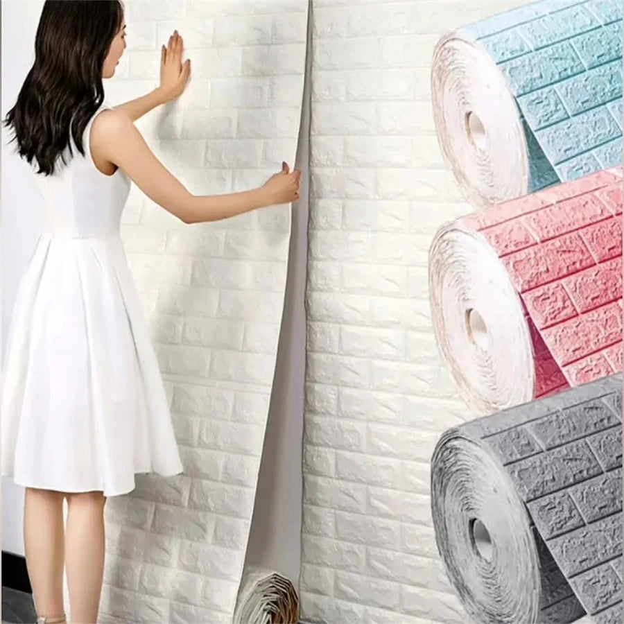 3D Self Adhesive Brick Wall Stickers Waterproof Decor Living Room