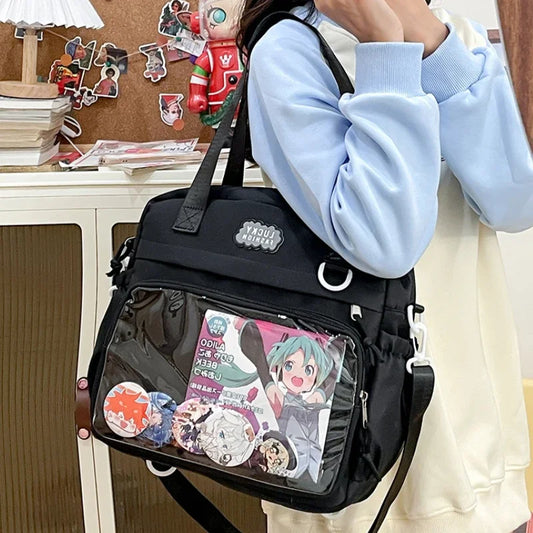 NONECN Japanese Preppy Ita Bag Crossbody Nylon Backpack