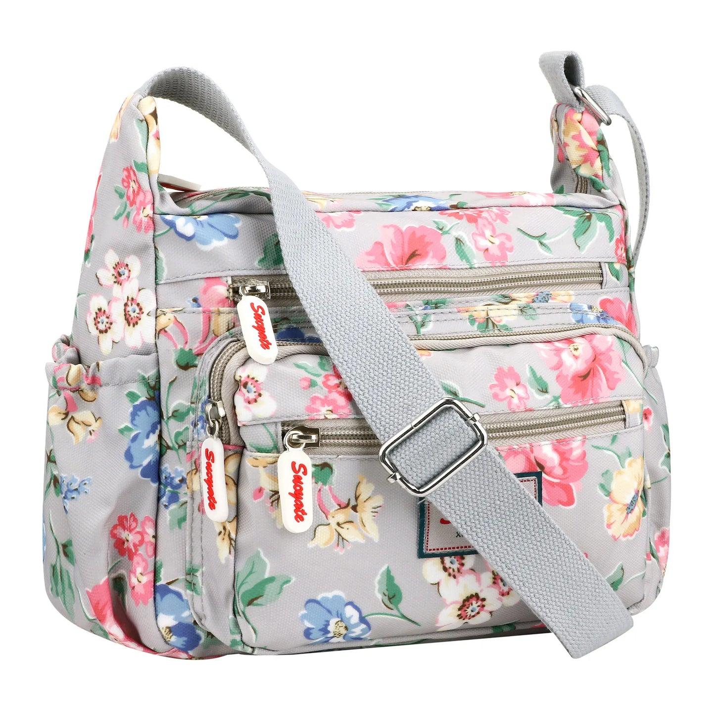 Multi Pocket Crossbody Bag For Women Waterproof Floral Pattern