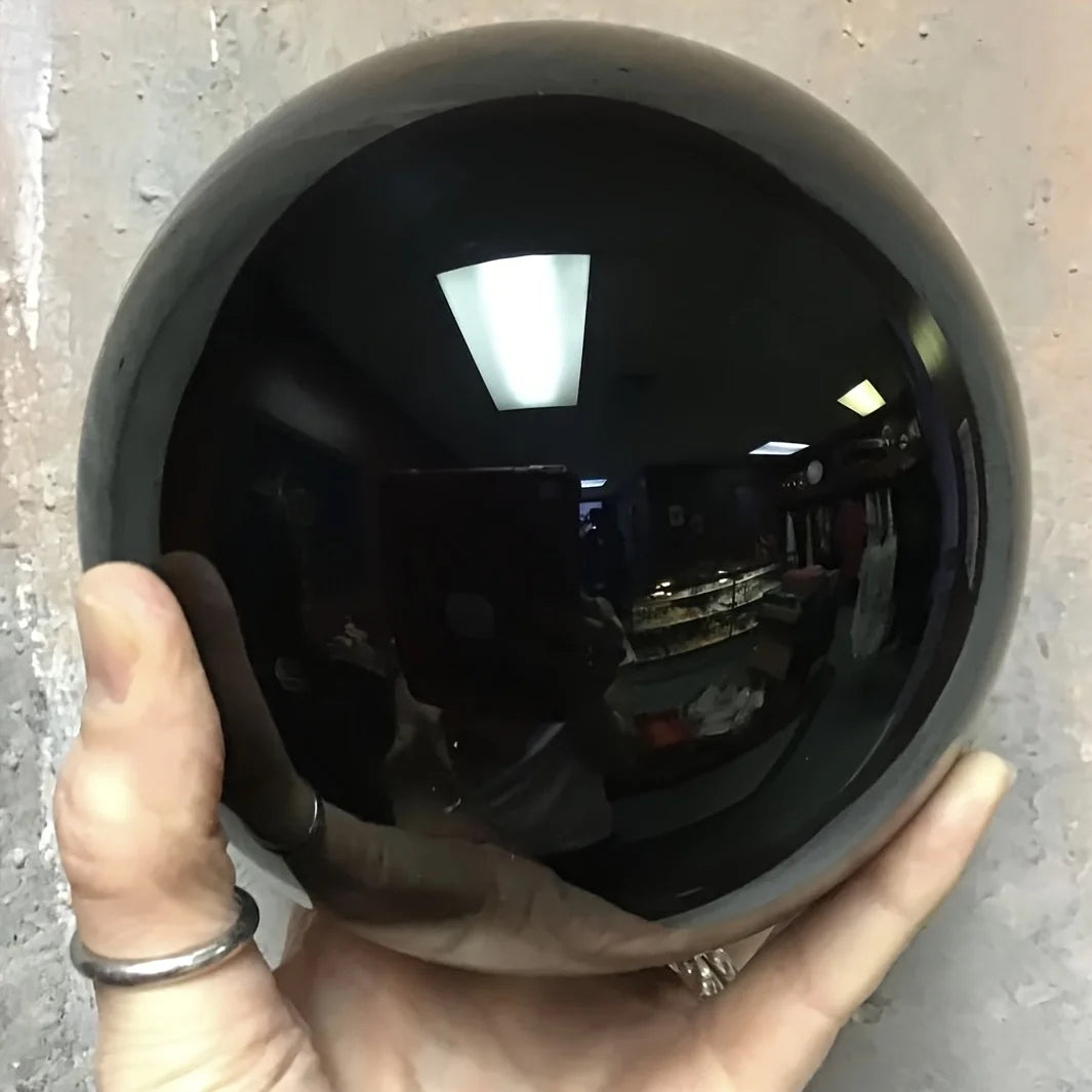 CrystalHola Natural Obsidian Sphere Feng Shui Decor