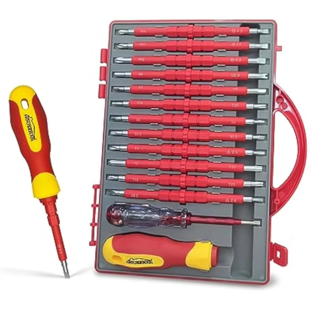 Insulated Screwdriver Set 500V 12 Piece Double Ended With Non Slip Handle