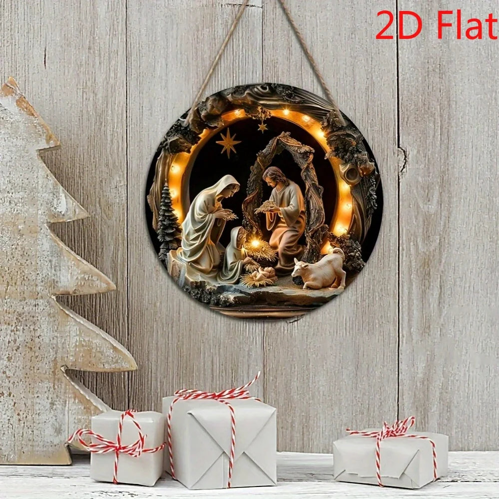 Jesus Nativity Wall Hanging 2D Acrylic Boho Religious Decor