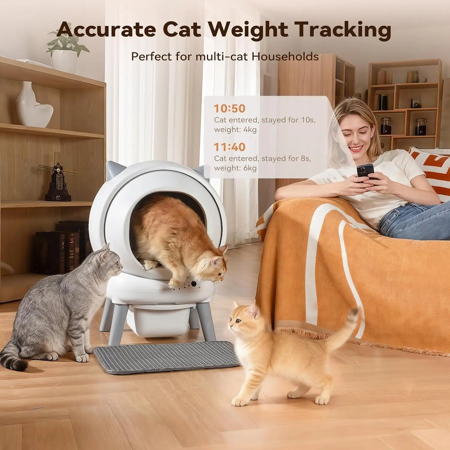 Self Cleaning Litter Box: Automatic Litter Box Self Cleaning for Multiple Cats Auto Robot with Dual Safety, Customized