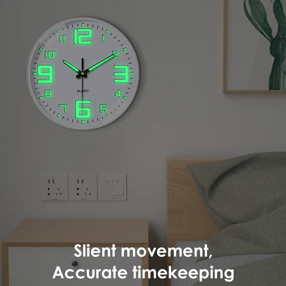 Night Light Wall Clock Glow in the Dark Battery Operated