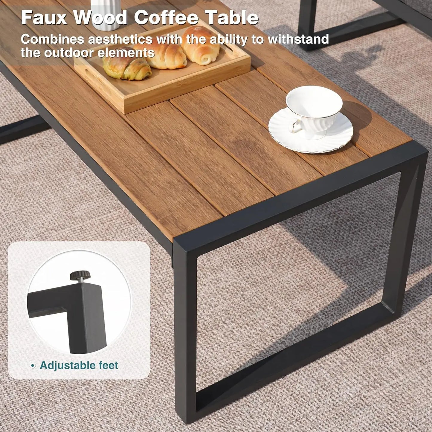 Patio Furniture Set, 4 Pieces Outdoor Patio Furniture with Coffee Table Set, Metal Patio Conversation Sets, Customized