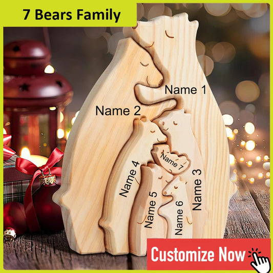 NONEDropshipping Bear Family Wooden Puzzle With Free Engraving