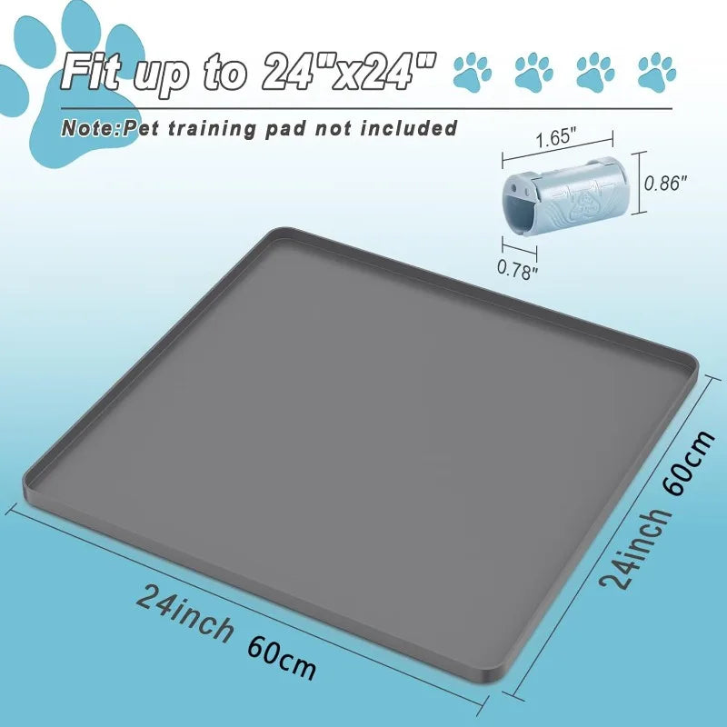 Dog Potty Pad Holder with Raised Edges and Leak-Proof Design - No-Spill Training Pads for Puppies to Safely Protect Floors
