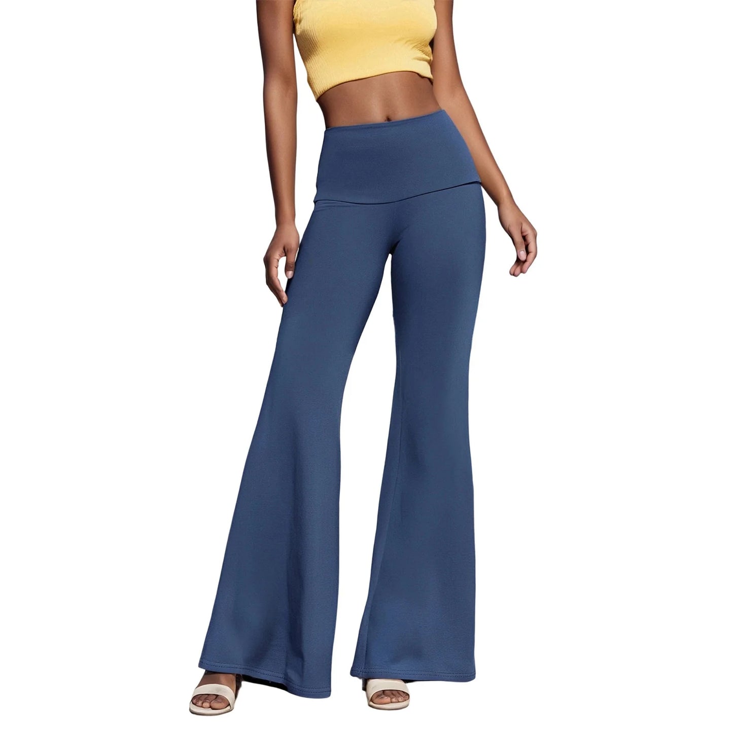 Casual Wide Leg Sweatpants for Women Fold Over Low Rise Flare Yoga Lounge Pants Back to School Clothes for Teen Girls Outfits