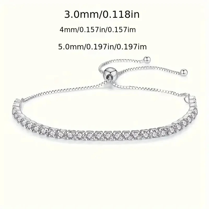 Elegant Unisex Moissanite Tennis Bracelet 18K White Gold Plating