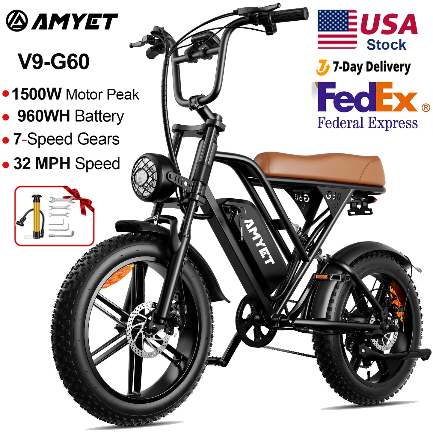 AMYET V9G60 Electric Bike 1000W Mountain Ebike For Enthusiasts