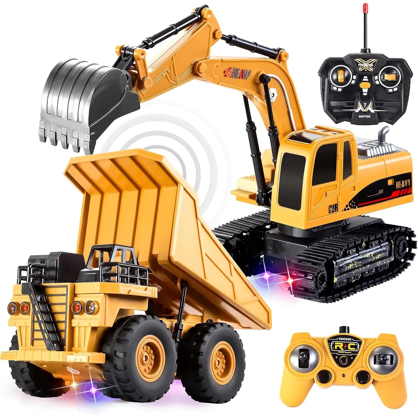 Joyfy Remote Control Construction Vehicle Set Friction Powered Excavator Truck