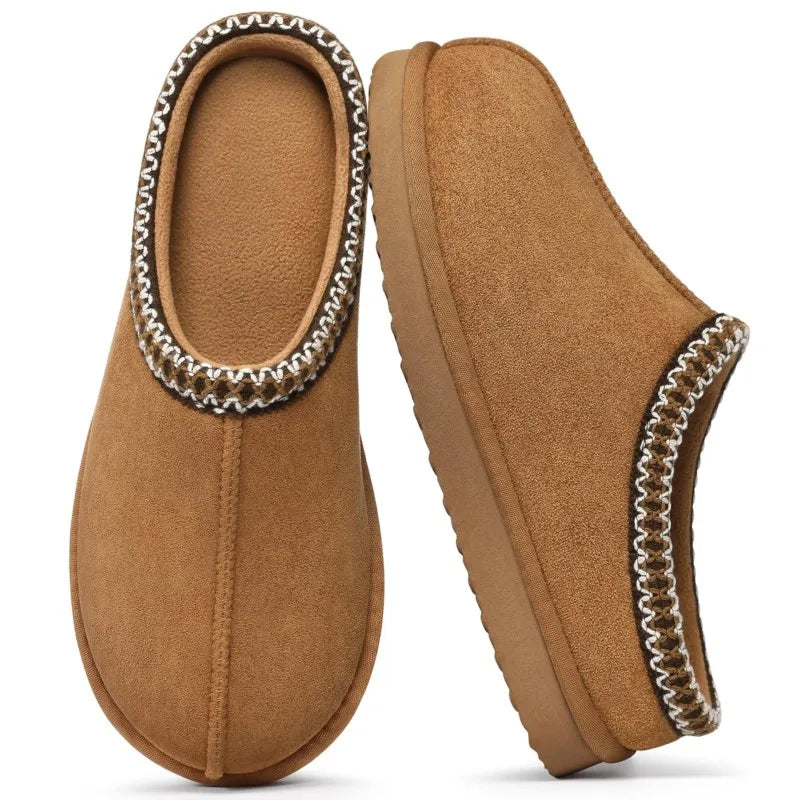Eyriphy Size 36-37 to 48-49 Women's New Genuine Suede Slippers Winter Slip On Memory Foam Furry Shoes Comfortable Home Slippers