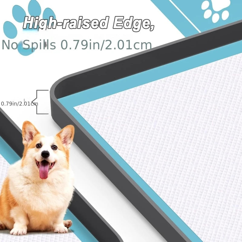 Dog Potty Pad Holder with Raised Edges and Leak-Proof Design - No-Spill Training Pads for Puppies to Safely Protect Floors