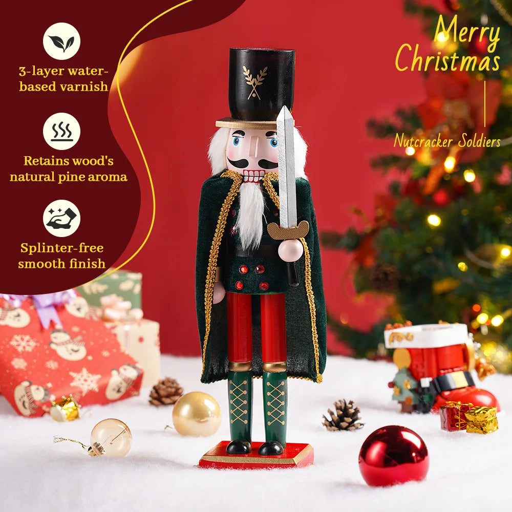 Majestic Nutcracker King Soldier Wood Ornament for Christmas Decor