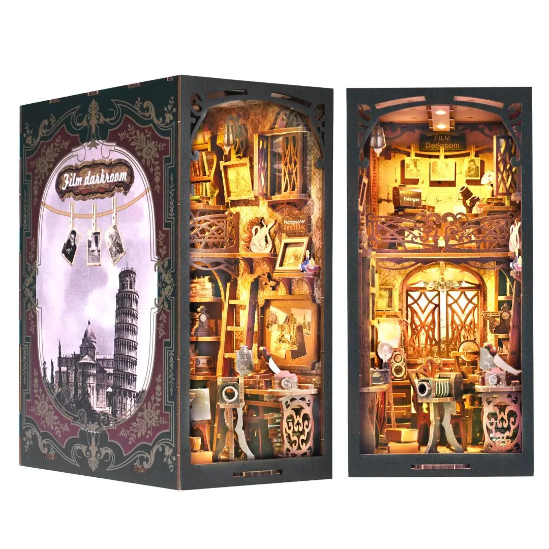 DIY Wooden Puzzle Miniature House Kit for Bookshelf Decor
