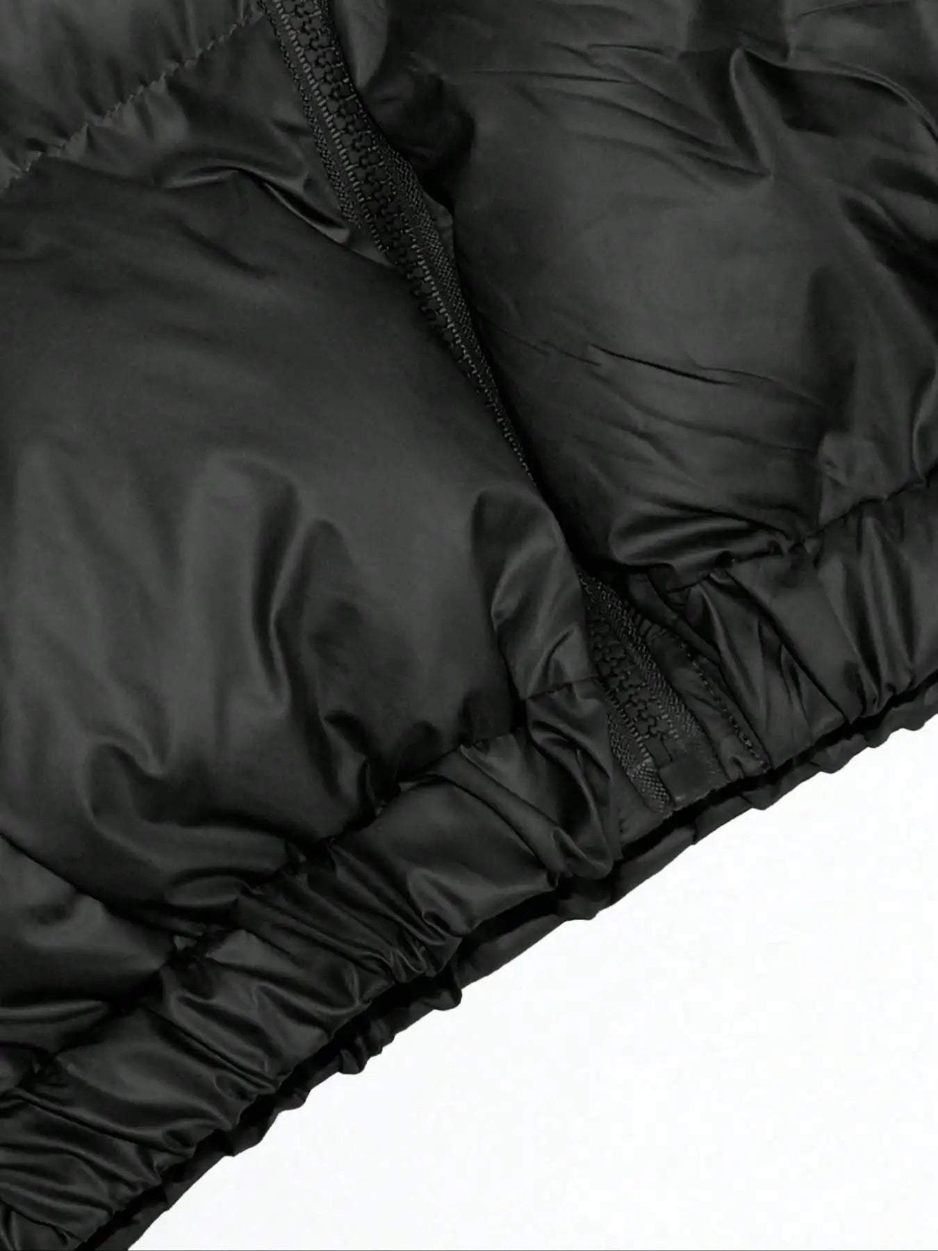 Women's Short Stand Collar Bomber Jacket with Zipper Front, Warm Puffer Style for Winter