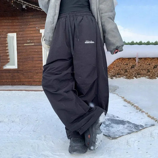 Winter Thick Fleece Pants For Women High Waist Baggy Trousers