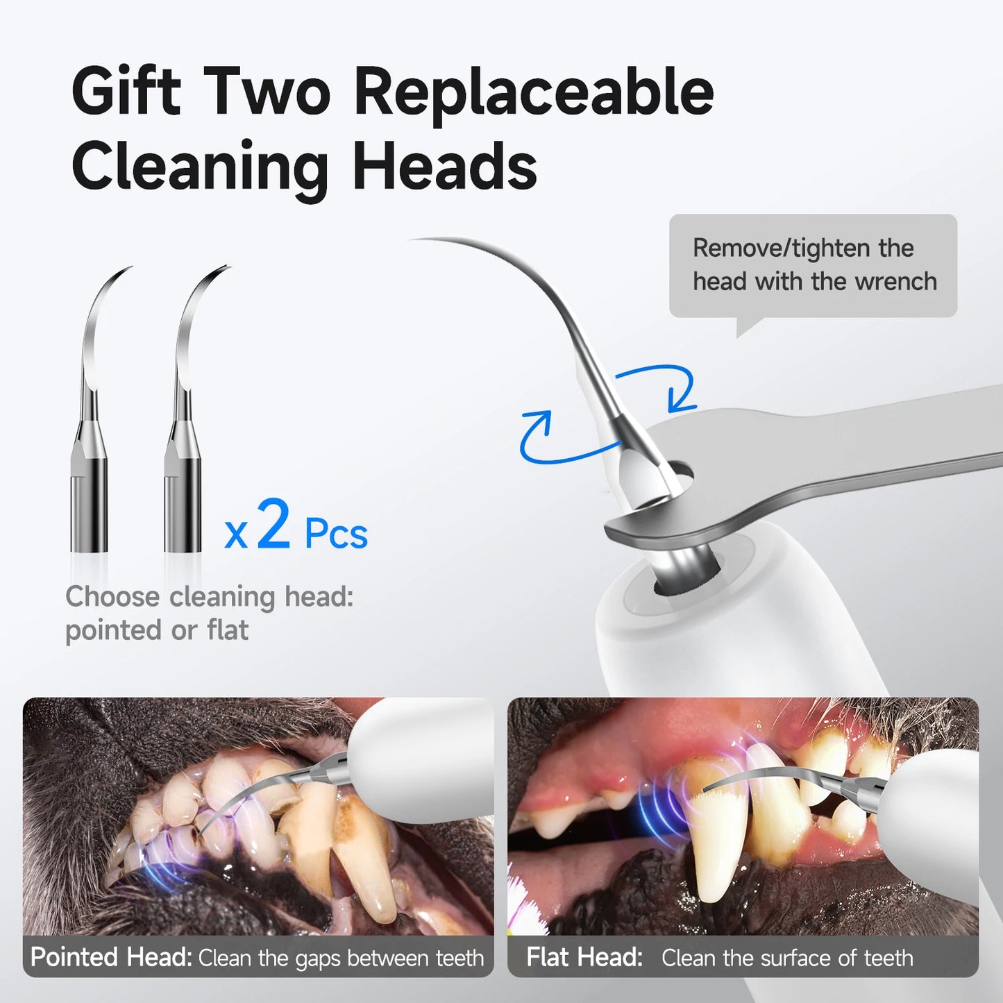 Electric Dog Teeth Cleaner Ultrasonic Dental Scaler Tartar Remover Waterproof IPX6 With 5 Modes Rechargeable Pet Tooth Cleaner
