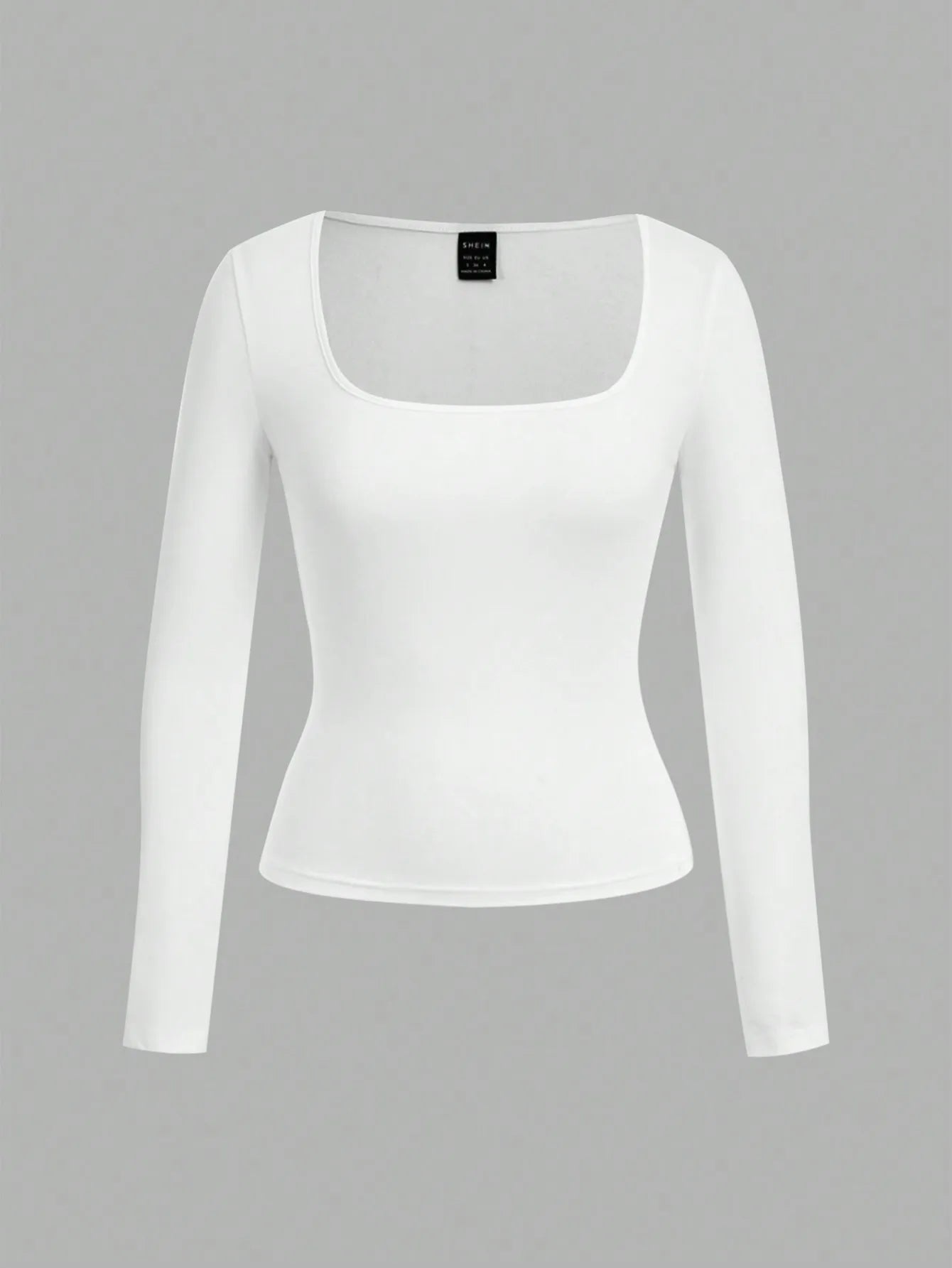 2-Pack Women's Square Neck Long Sleeve Fitted T-Shirts - Black & White, Casual Basic Tops for Autumn Winter