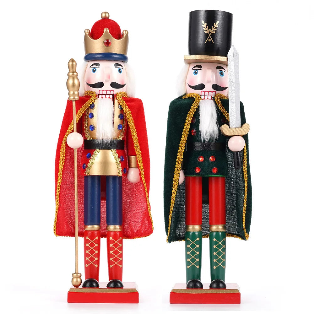 Two Piece Nutcracker Puppet Soldier Ornaments Wooden Christmas Decor