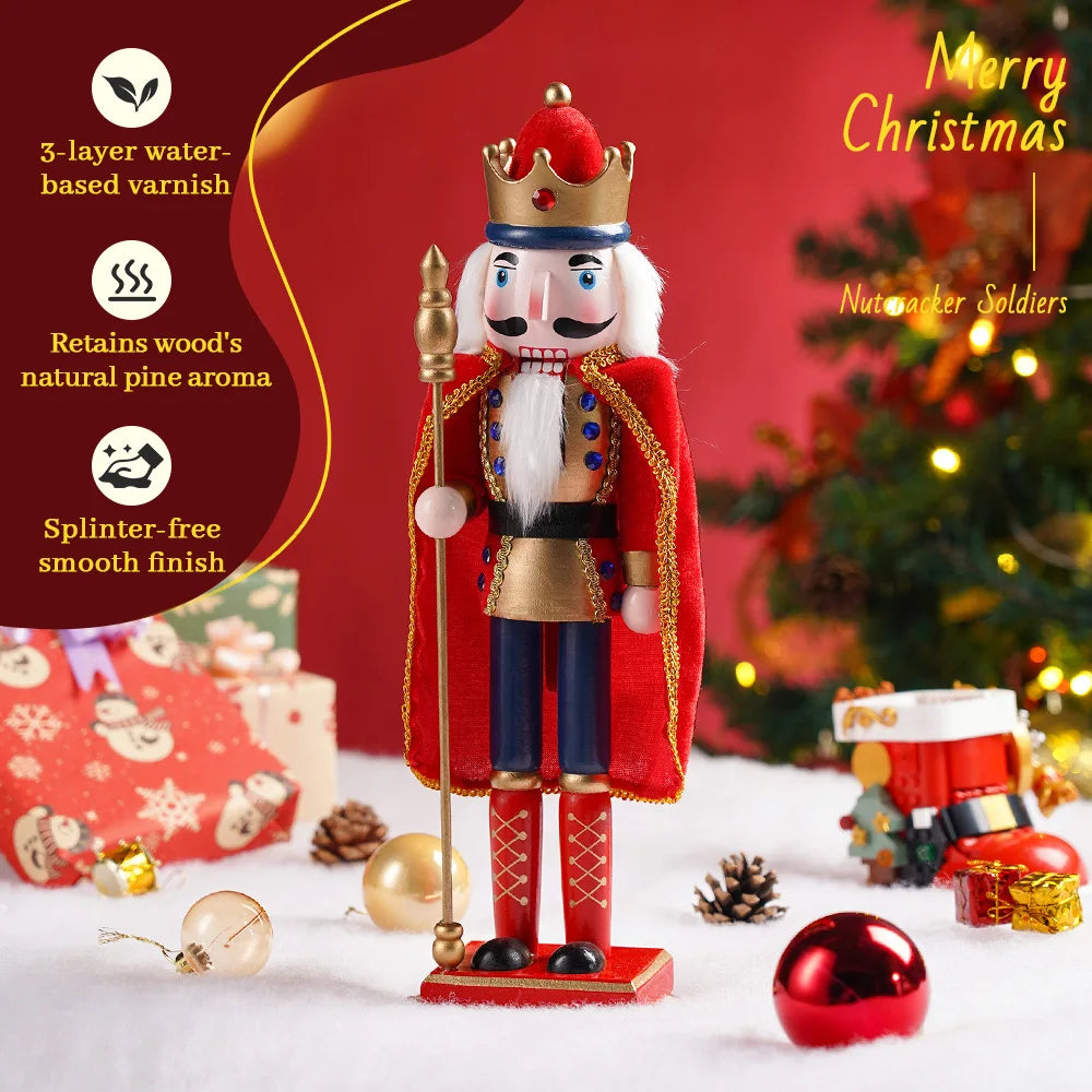 Majestic Nutcracker King Soldier Wood Ornament for Christmas Decor