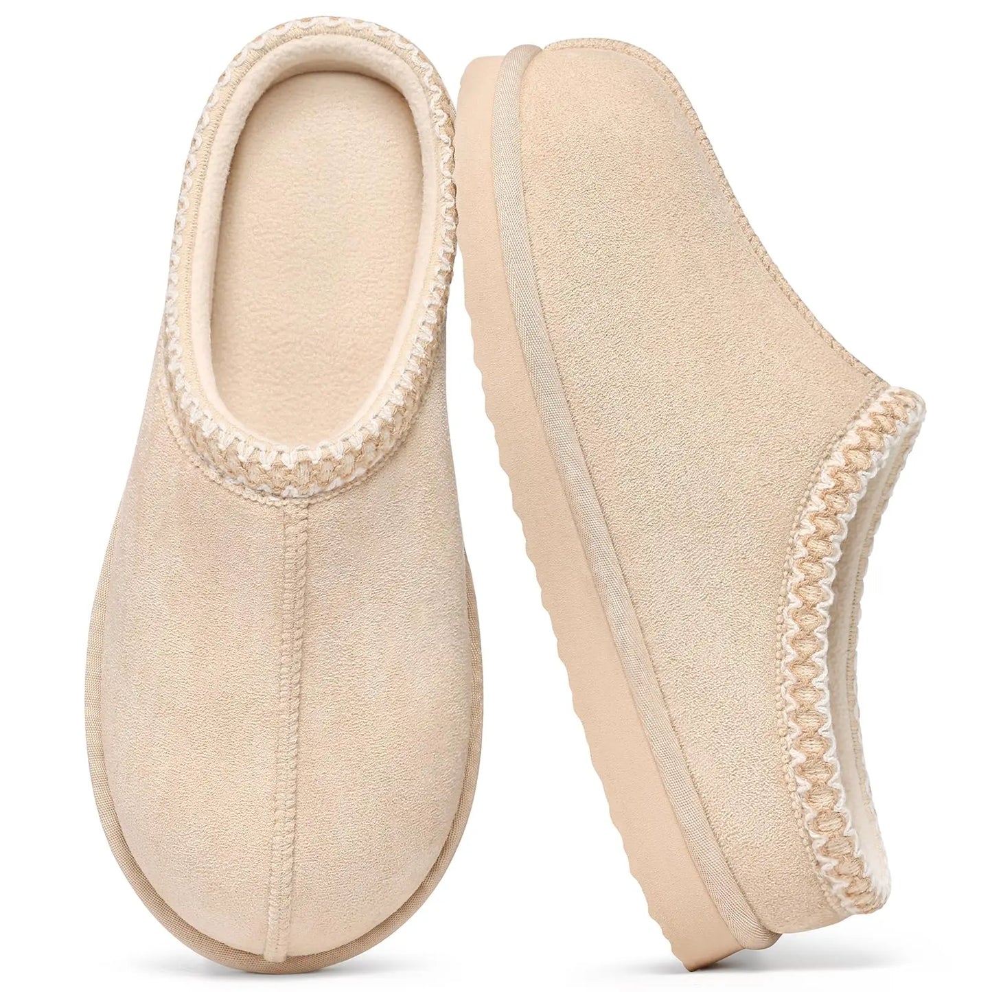 Eyriphy Size 36-37 to 48-49 Women's New Genuine Suede Slippers Winter Slip On Memory Foam Furry Shoes Comfortable Home Slippers