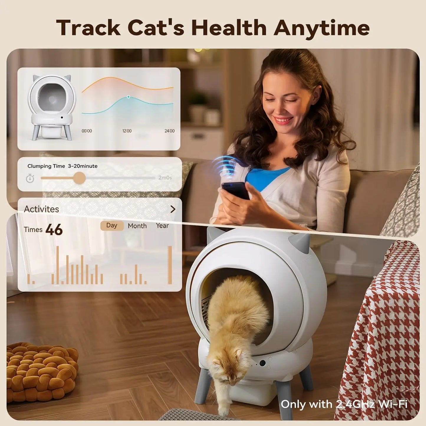 Self Cleaning Litter Box: Automatic Litter Box Self Cleaning for Multiple Cats Auto Robot with Dual Safety, Customized