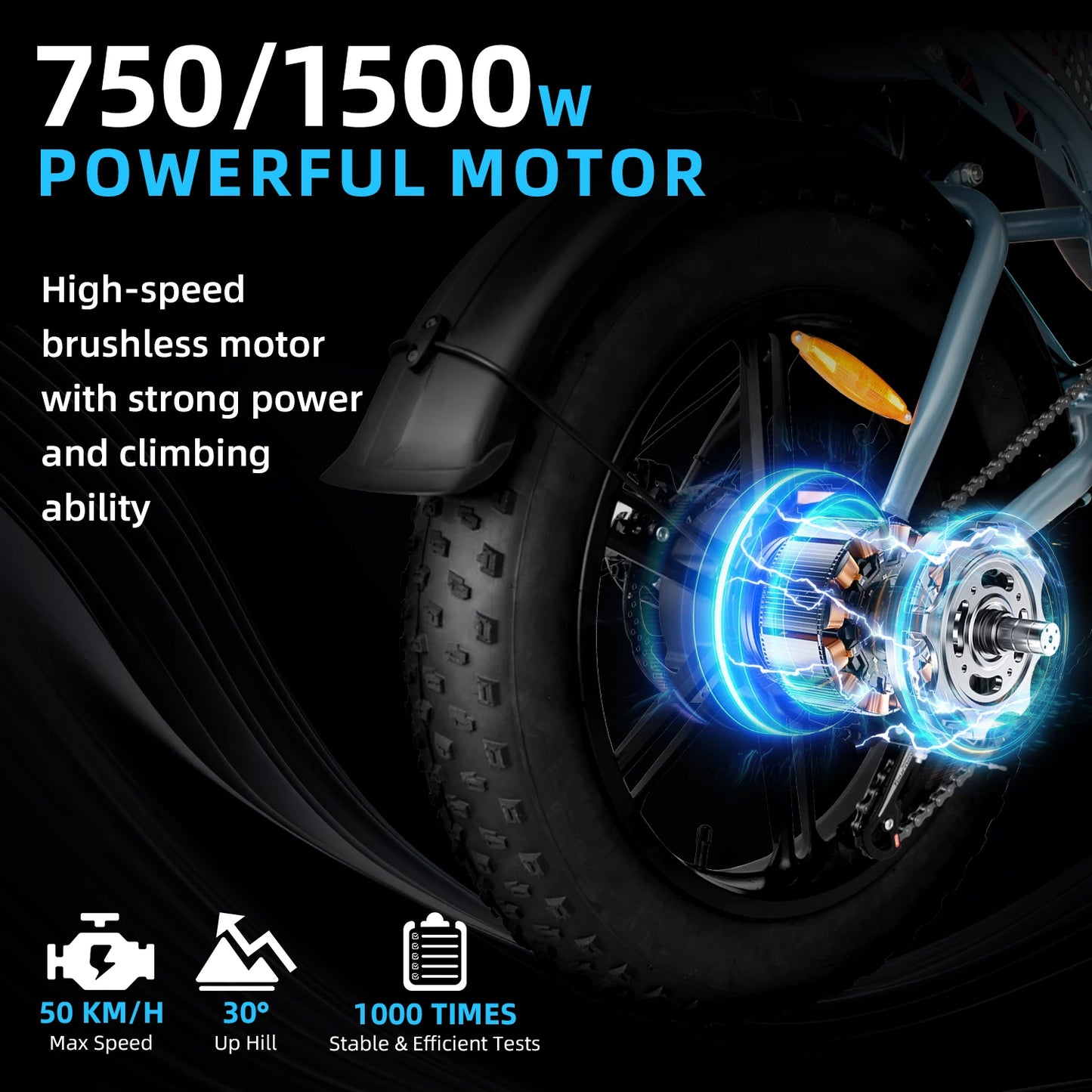 DEEPOWER S7 Electric Mountain Bike 1500W 48V Battery