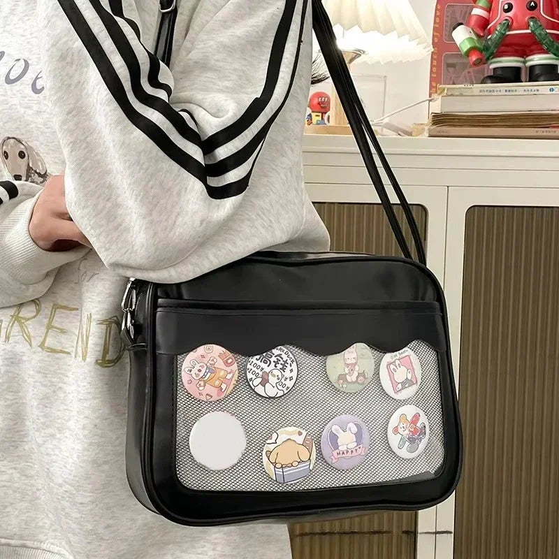 Harajuku Ita Bag For Women Japanese PU Transparent Pocket Crossbody