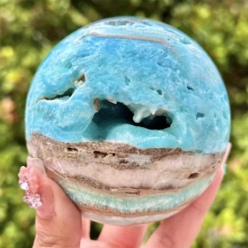 CrystalHola Hemimorphite Sphere Bohemian Ocean Gem Home Decor