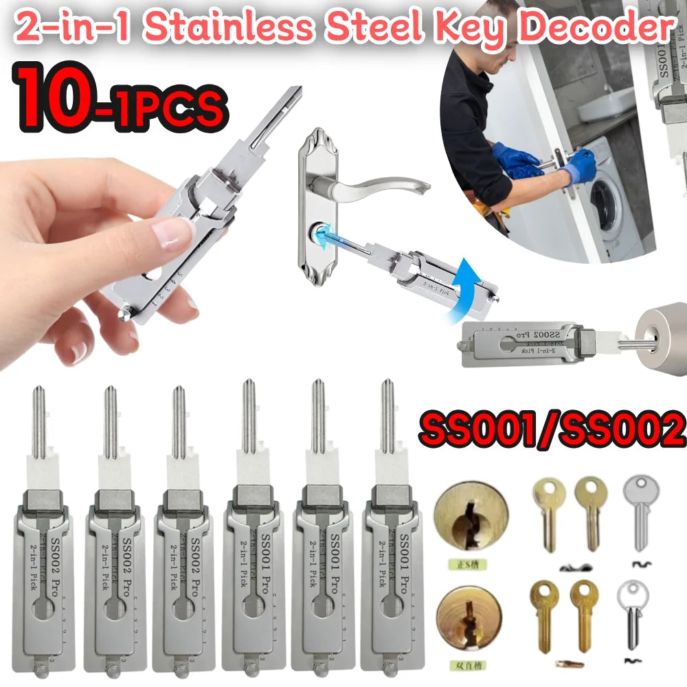 Stainless Steel 2in1 Key Decoder and Precision Hook Tool