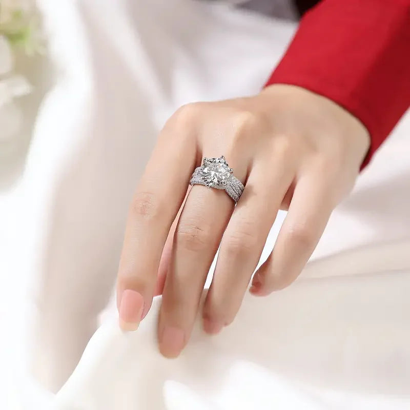 Moissanite S925 Ring 18K Gold Plated Jewelry For Women