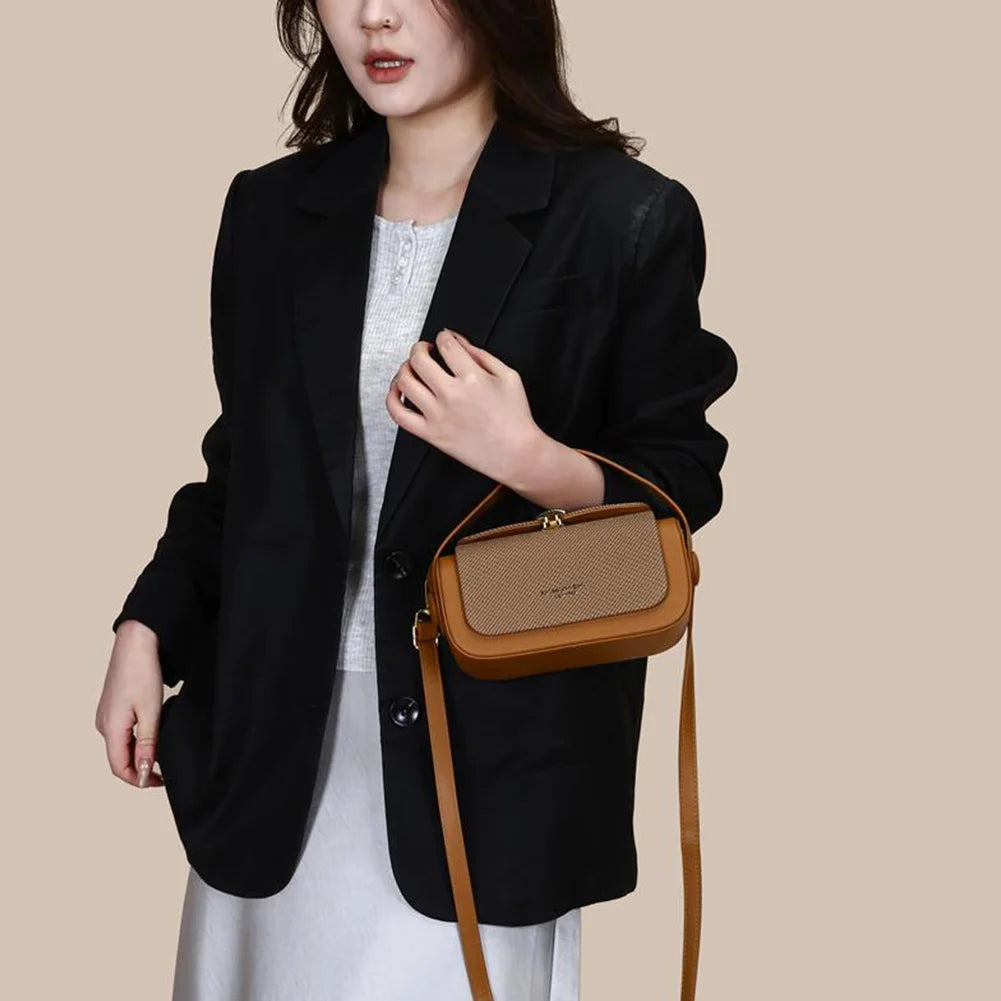 Women Trendy Square PU Leather Shoulder Bag With Detachable Strap