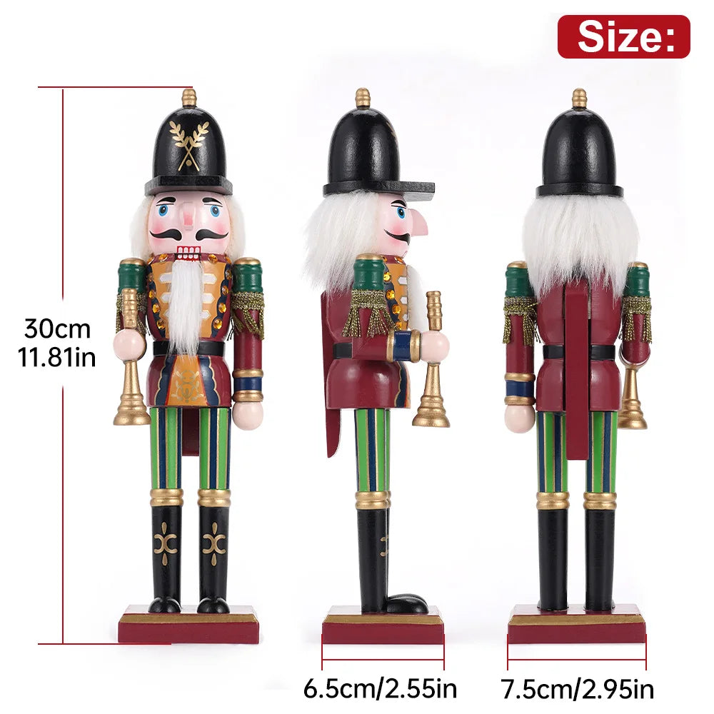 Wooden Nutcracker Soldier Puppet Handicraft Statue Christmas Decor
