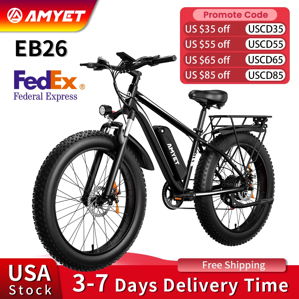 AMYET EB26 Electric Bike 1500W 48V 15Ah Fat Tire
