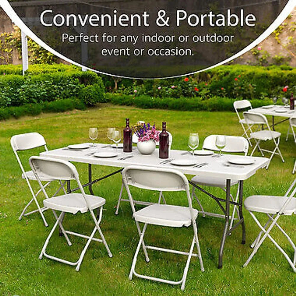 USED 4/6 Ft Plastic Folding Table - Perfect for Indoor/Outdoor Dining & Parties