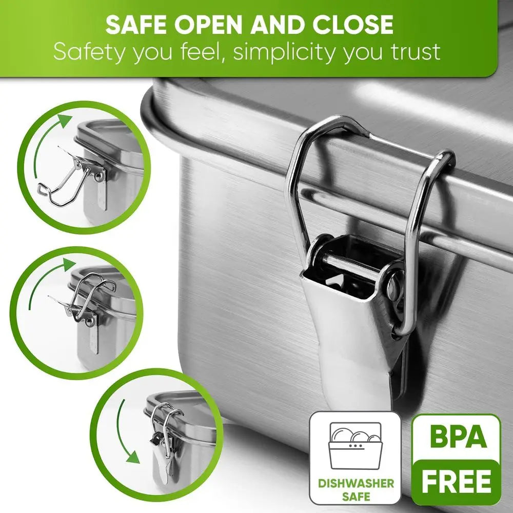 27oz Stainless Steel Lunch Box with 3 Compartments, Leak-Proof Containers, Eco-Friendly Meal Storage Solution