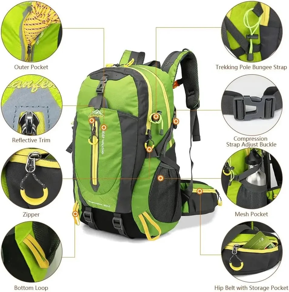 NONECN Lightweight Hiking Backpack Water Resistant Unisex Daypack