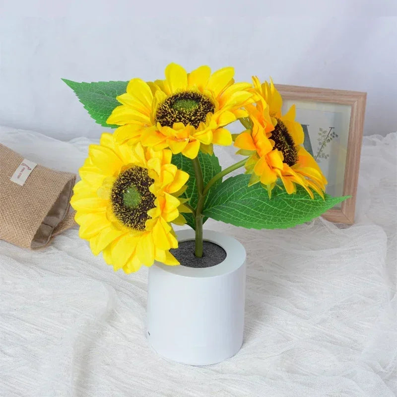 3 LED Sunflower Night Light Rechargeable Table Lamp