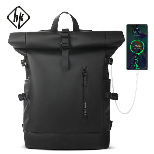HK Expandable Travel Backpack Waterproof Laptop Bag With USB Port