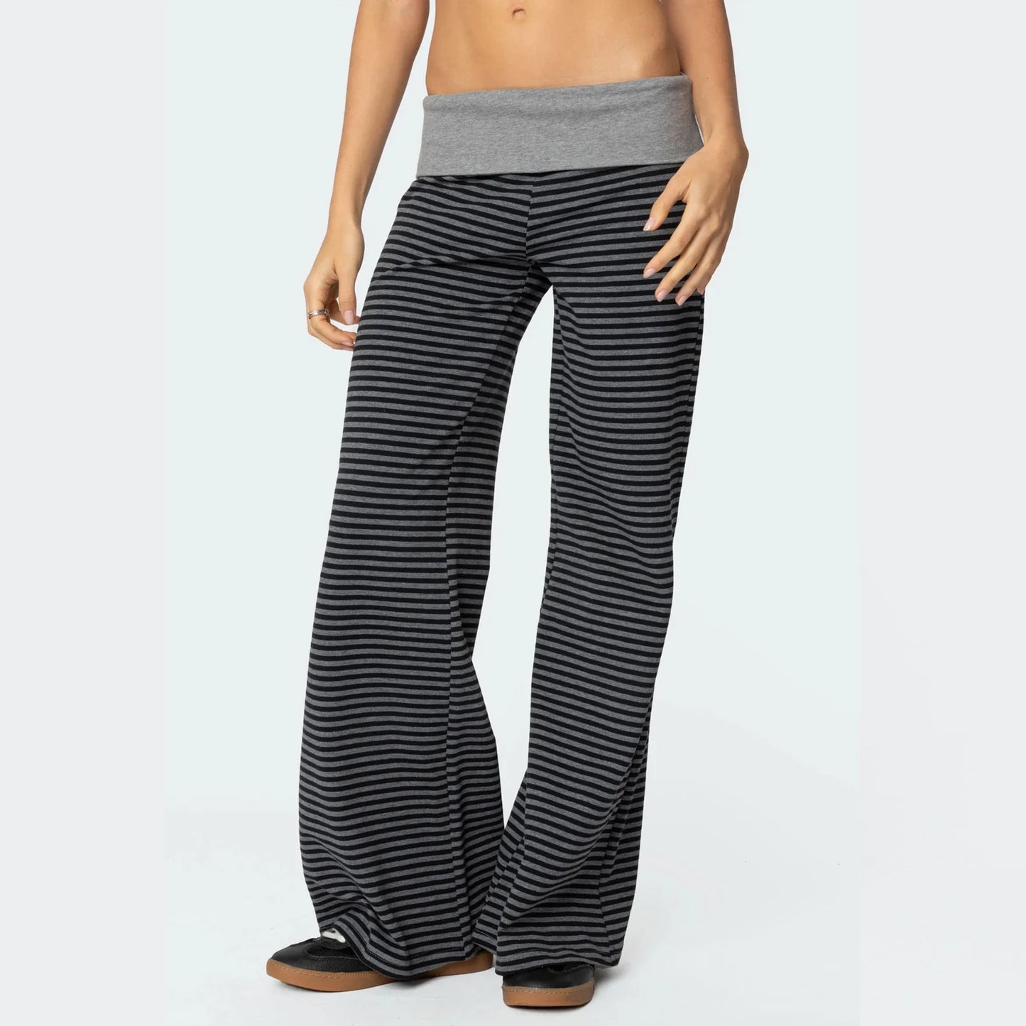 Casual Wide Leg Sweatpants for Women Fold Over Low Rise Flare Yoga Lounge Pants Back to School Clothes for Teen Girls Outfits