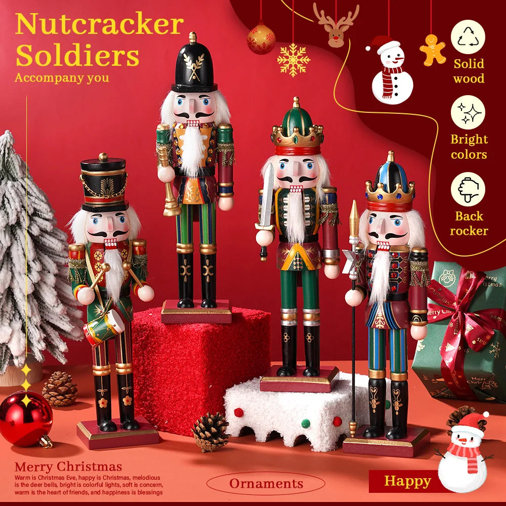 Wooden Nutcracker Soldier Puppet Handicraft Statue Christmas Decor