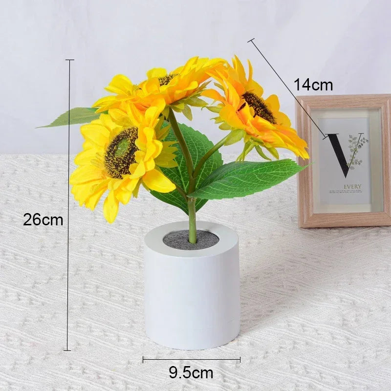 3 LED Sunflower Night Light Rechargeable Table Lamp