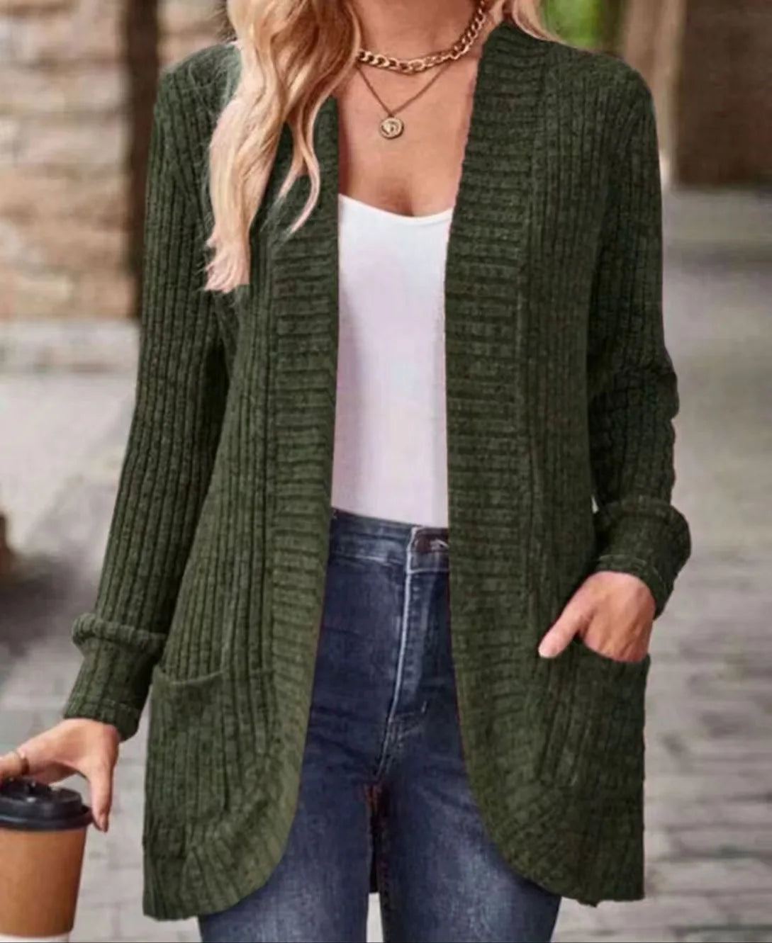Women's Brushed Patchwork Casual Long Sleeve Cardigan